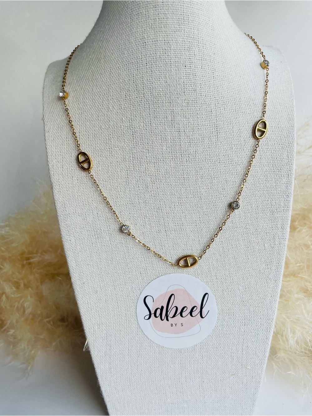 Collier U Zircon Maille Marine Acier Inoxydable | U Shape Necklace